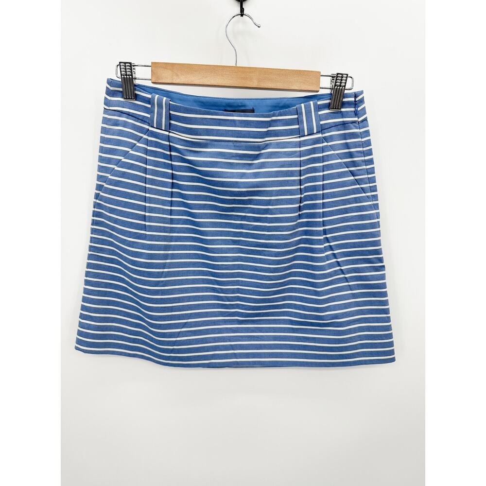 The Limited Blue White Striped Cotton Nautical Lined Mini Skirt Womens Size 4